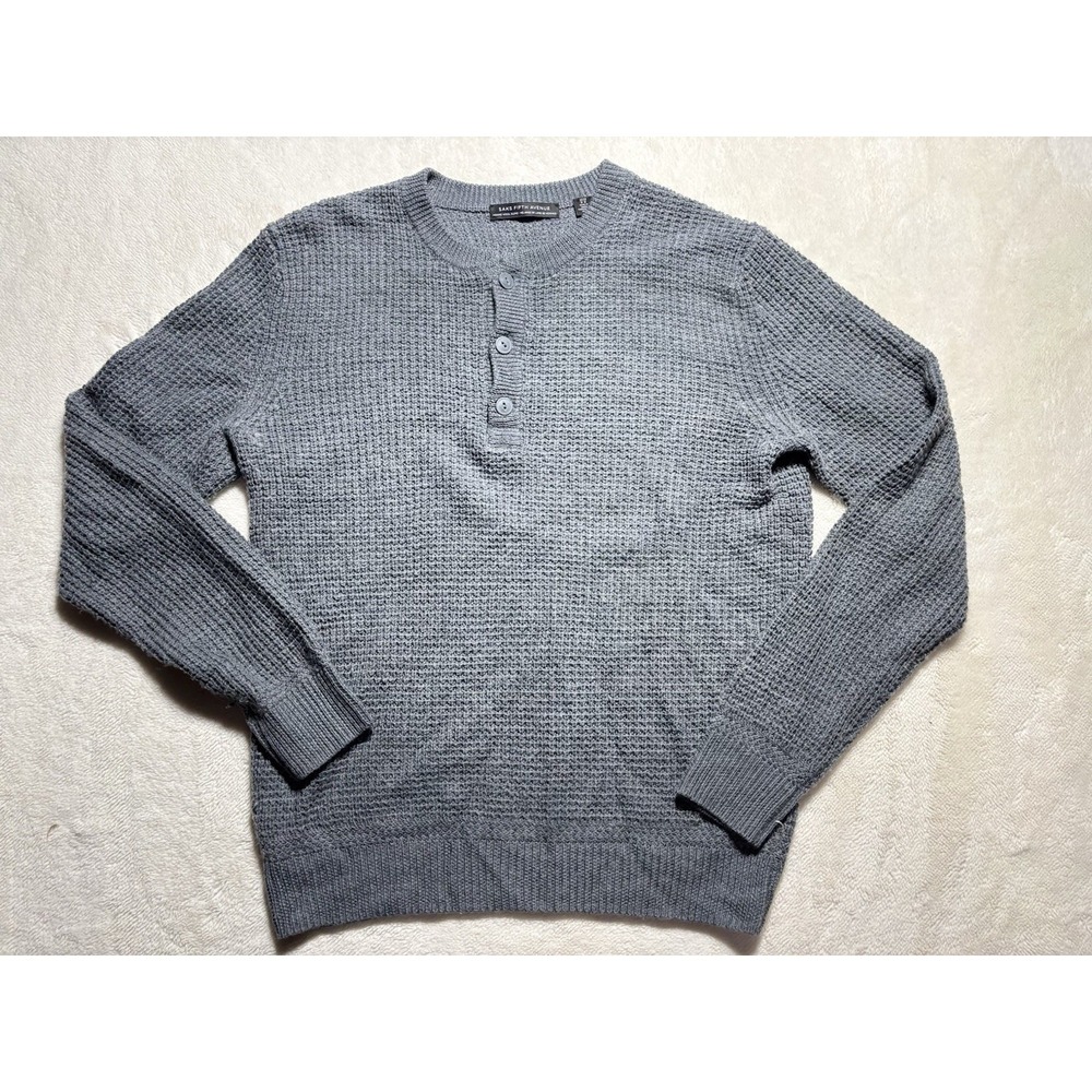 Saks Fifth Ave Wool Blend Cardigan 3 Button Sweater Size Medium